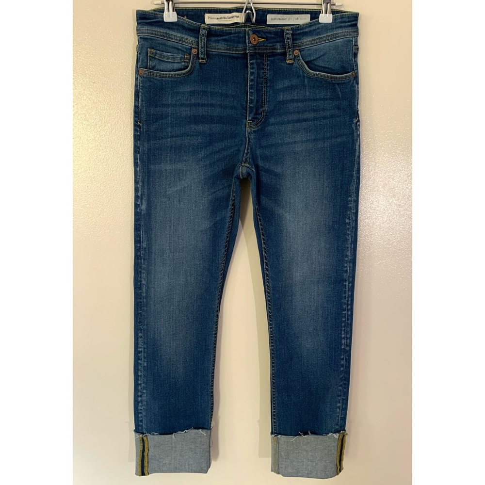 Pilcro and the Letterpress • 28 PETITE • Slim Straight Folded Cuff Denim Jeans